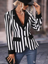 Aurohaya Women’s Striped Blazer Long Sleeve Boyfriend Style Casual Fashion Jacket